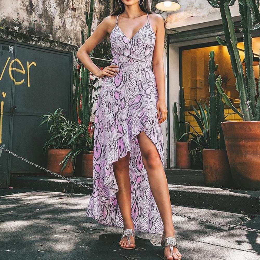 Bäcio Snake Print Hi-Lo Dress